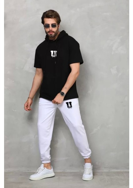 Unisex Kapşonlu Oversize Tshirt Takım