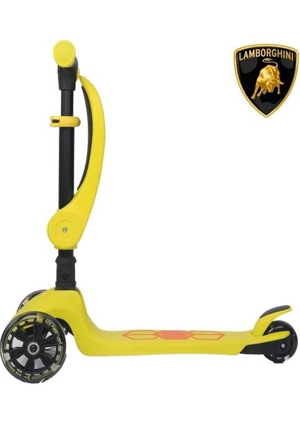 Lisanslı L5 2in1 Katlanabilir Oturaklı Işıklı 3 Tekerlekli Çocuk Scooter Sarı