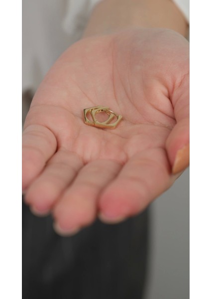 14 Ayar Altın Beşgen Halka Küpe modelleri