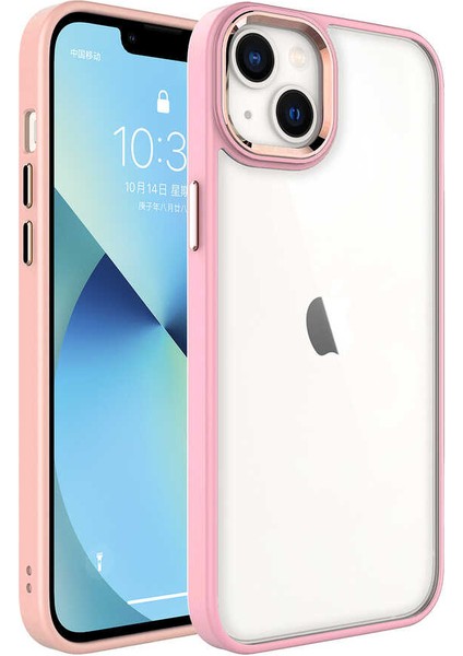 Apple iPhone 14 Plus Kılıf Zore Krom Kapak-Pembe Açık