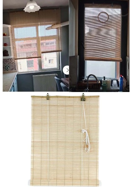 Doğal Bambu Stor Perde Güneşlik Kullanıma Hazır 60CMX180CM KD022