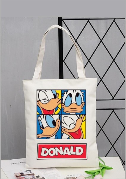 Donald Baskılı Tasarım Tote Bag Bez Çanta