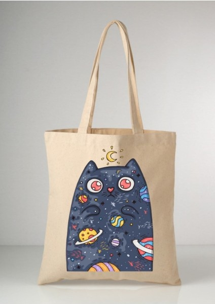 Cats World Tote Bag Bez Çanta Omuz Çantası