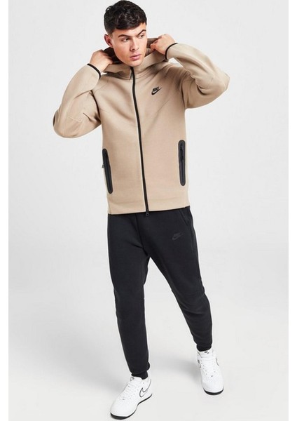 Tech Fleece Full Zip Windrunner Hoodie Navy Kapüşonlu Unisex Sweatshirt Kahve