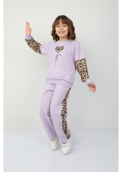 Kız Çocuk Kalp Leoparlı Takım 37036