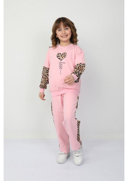 Kız Çocuk Kalp Leoparlı Takım 37036
