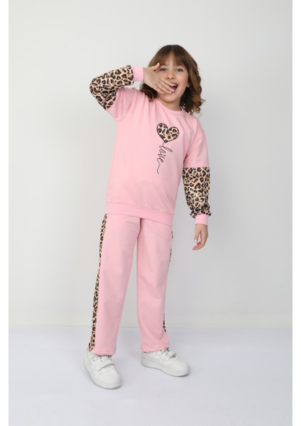 Kız Çocuk Kalp Leoparlı Takım 37036
