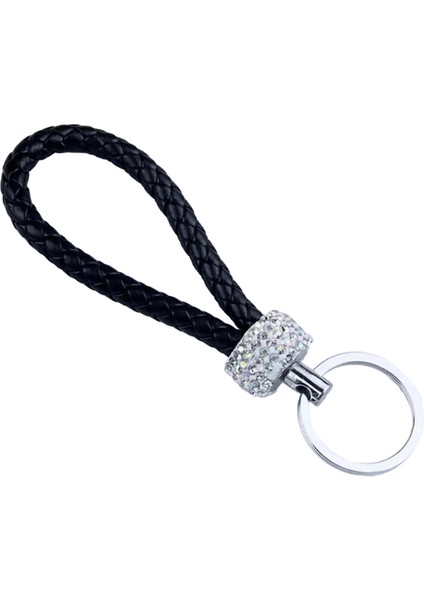 1 Adet Pu Deri Örgülü Dokuma Halat Anahtarlık Glitter Rhinestones Anahtarlık Erkekler Kadınlar Için Çok Kullanımlı Araba Anahtar Tutucu Charms (Yurt Dışından)