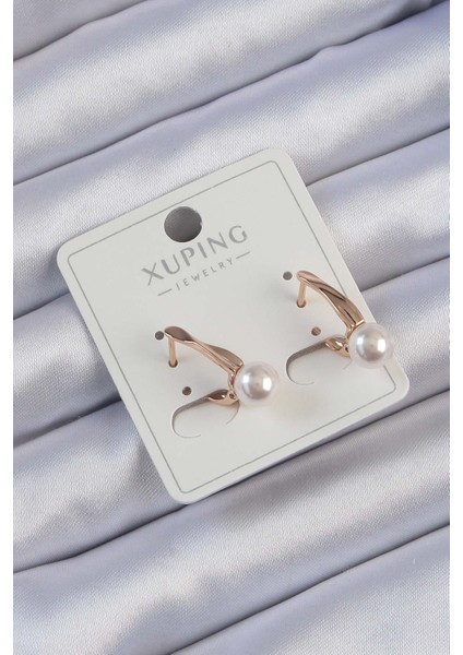 Xuping Rose Renk İnci Taşlı Ezme Küpe