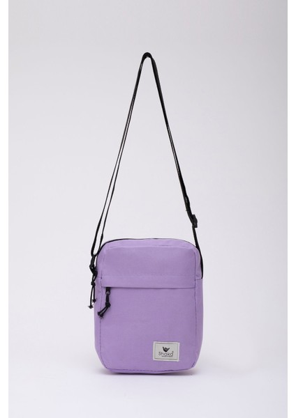 Mor çift bölmeli, fermuarlı ve ayarlanabilir askılı şık tekstil çanta fiyatları