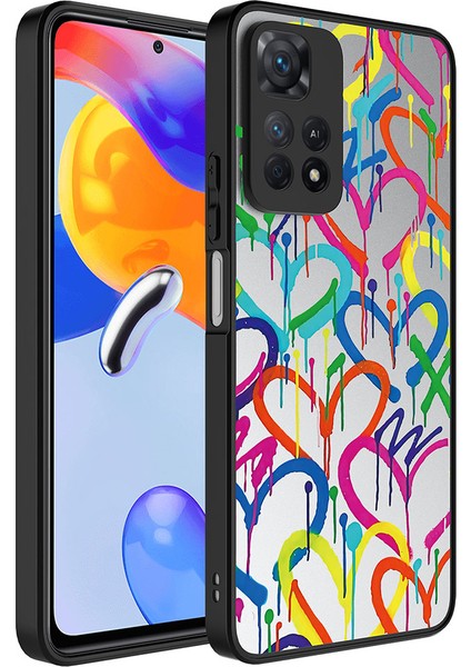 Xiaomi Redmi Note 11 Pro 5g Kılıf Aynalı Desenli Kamera Korumalı Parlak Zore Mirror Kapak-Kalp