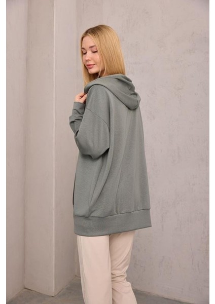 Yeşil Oversize Kapüşonlu Hırka fiyatları