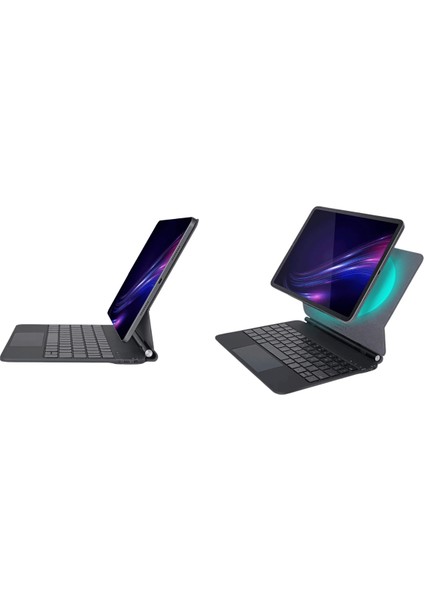 Apple iPad 11. Nesil A16 2025 Uyumlu Magic Style Manyetik Yapışmalı Klavyeli Tablet Kılıfı