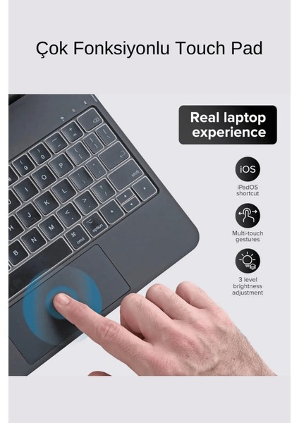 Apple iPad 11. Nesil A16 2025 Uyumlu Magic Style Manyetik Yapışmalı Klavyeli Tablet Kılıfı