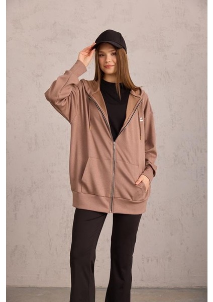 Vizon Oversize Kapüşonlu Hırka