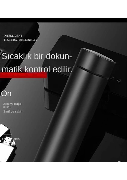 Dijital Göstergeli Termos 500 ml Kamp Okul Iş Spor SUS-304 Paslanmaz Çelik Termos Çift Katmanlı