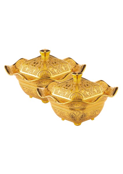 2 Adet Lalegül Kapaklı Küçük Boy Metal Şekerlik (029-2)