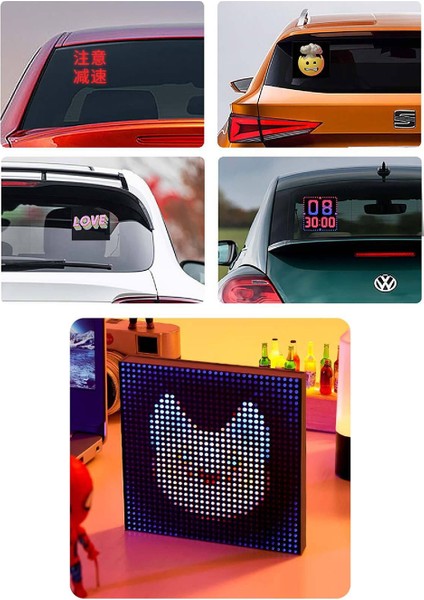 Oto LED Ekran Emoji Ekranı Bluetooth Telefon Kontrol Animasyonlu Arka Cam LED