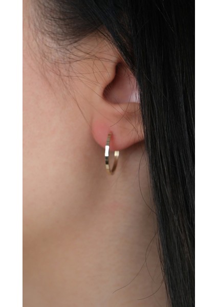 14 Ayar Altın Pullu Halka Küpe