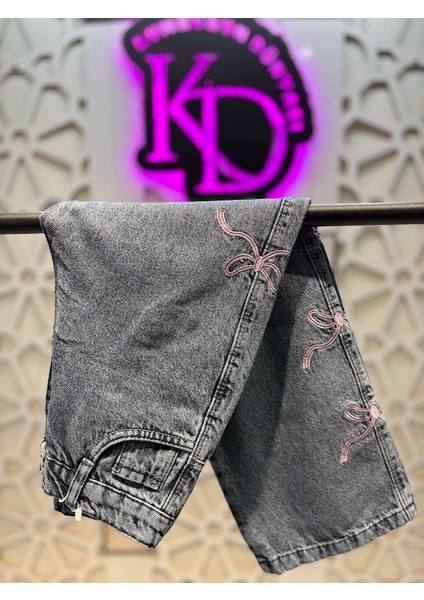 Kız Çocuk Denim Geniş Bol Paça Kot Jean Pantolon