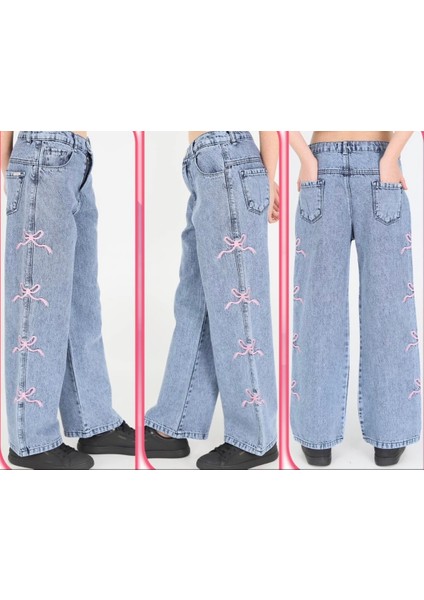 Kız Çocuk Denim Geniş Bol Paça Kot Jean Pantolon fiyatları