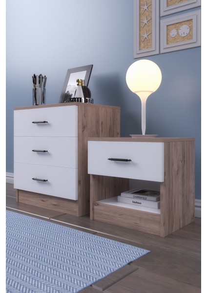 Abete 2 Kapili Gardirop +1 Çekmeceli̇ Komodi̇n +3 Çekmeçeli̇ Şi̇foni̇yer/atlantik Çam-Beyaz modelleri