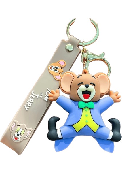Yeni Sevimli Karikatür Yaratıcı Kedi ve Fare Tom Jerry Anahtarlık Çanta Araba Pencere Kolye Küçük Renk:mavi (Yurt Dışından)