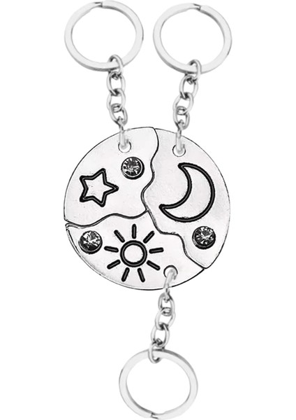 3 Adet Yeni Yuvarlak Güneş Yıldız Ay Kolye Anahtarlık Moda En Iyi Arkadaş Sonsuza Kadar Dostluk Bff Erkekler ve Kadınlar Charm Chokersrenk: Gümüş (Yurt Dışından)