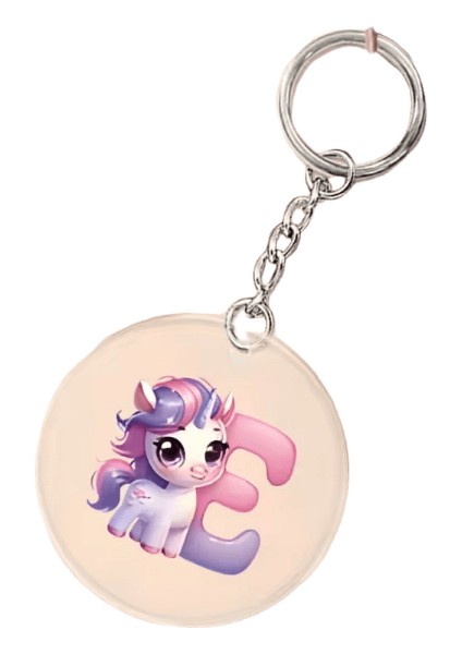 Unicornalfabe Harf Baskı Anahtarlık Akrilik Dairesel Anahtarlık Günlük Moda Dairesel Anahtarlıklar Arkadaşa En Iyi Hediye (Yurt Dışından)