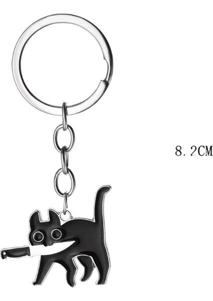 Sevimli Karikatür Kedi Anahtarlık Paslanmaz Çelik Siyah Yavru Kedi Anahtar Zincirleri Anahtarlık Çanta Kolye Asılı Takı Hediye (Yurt Dışından)