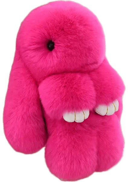 Üç Model Boyutu Rex Tavşan Kürk Sevimli Kabarık Tavşan Anahtarlık Gerçek Kürk Anahtar Zincirleri Çanta Oyuncaklar Bebek Güzel Renk: Gül Kırmızı / Boyut: 13 cm (Yurt Dışından)