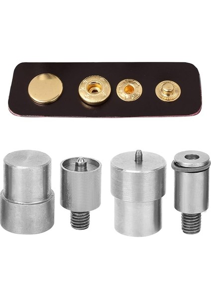 Çıtçıt Düğme Kalıbı, 12 Mm, 15 Mm, 21,5 Mm, 21,5 mm 4 Adet Çıtçıtlı Düğme Kalıp Kalıbı, 651/633/831 Düğmeler Için Gümüş Paslanmaz Çelik Çıtçıt Düğme Kalıp Yedek Seti Dilwe Kuşgözü Kalıp Delgeç Toka