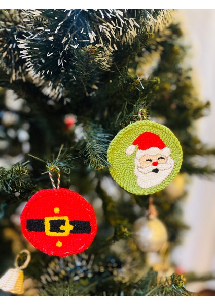 Yılbaşı Ağacı Süsü -Noel Babalı Punch Süsü 2’li Çam Ağacı Süsü 8 cm