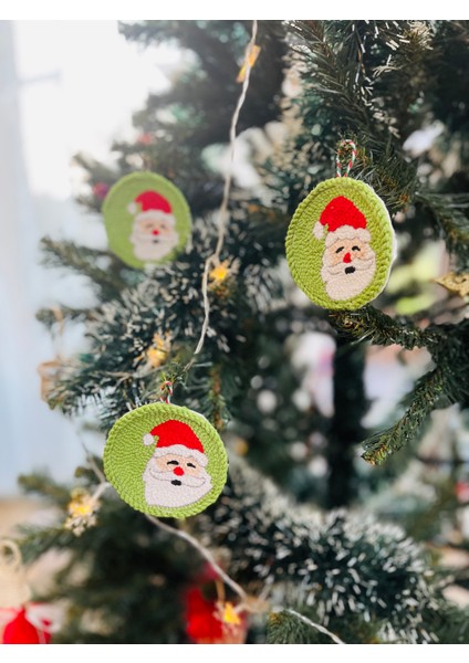 Yılbaşı Ağacı Süsü -Noel Babalı Punch Süsü 2’li Çam Ağacı Süsü 8 cm