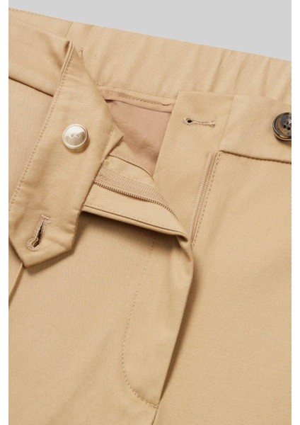 Kadın Regular Fit Yüksek Bel Slim Paça Pantolon Bej