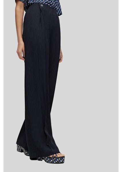 Regular Fit Yüksek Bel Geniş Paça Kadın Pantolon Çok Renkli