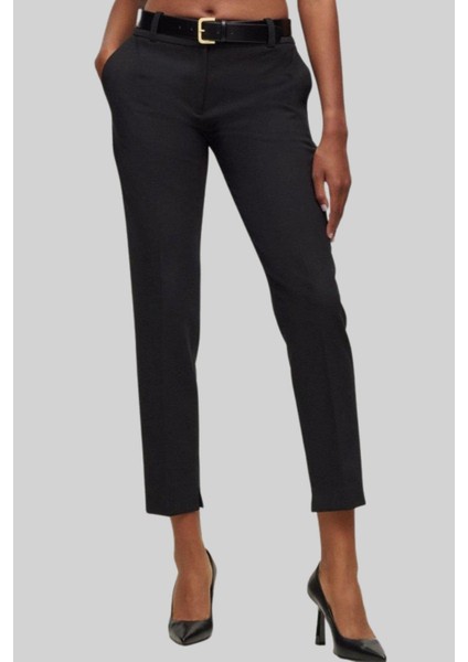Kadın Regular Fit Chino Pantolon Siyah