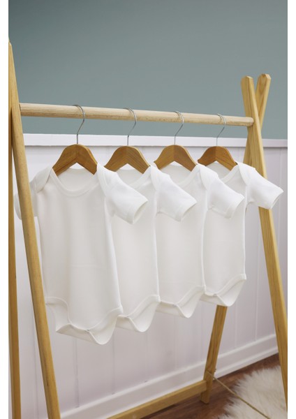 Pamuk 4 Lü Beyaz Kısa Kol Body