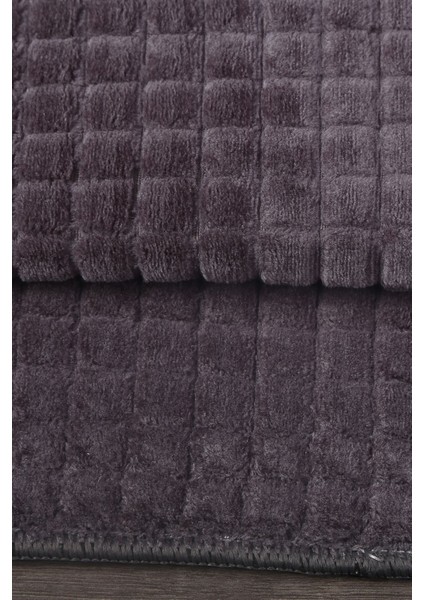 Kare Plus Antrasit 80 x 150 + 50 x 80 cm Büyük Boy Banyo Paspası Kaymaz Taban Yıkanabilir Klozet Takımı