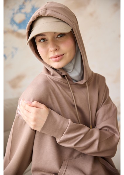 Kapüşonlu Sweat Vizon