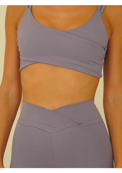 Mai Paria Çapraz Detay Spor Lila Crop