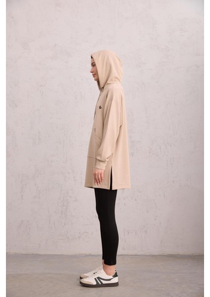 Kapüşonlu Sweat Bej