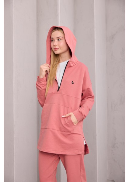 Astronot Kapüşonlu Sweat Pudra