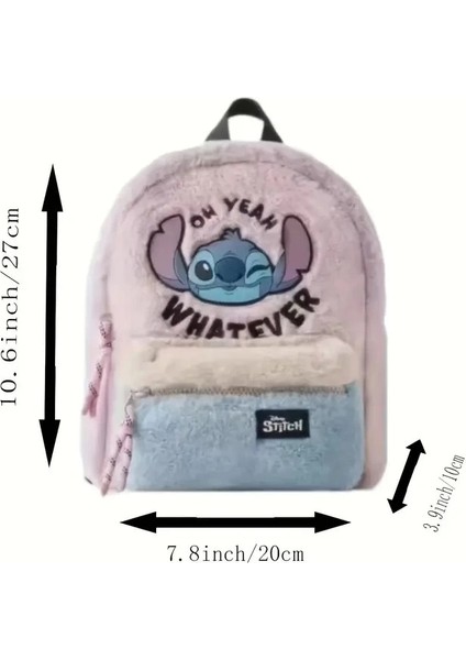 Stitch Peluş Sırt Çantası Pembe Kaliteli Sevimli Karikatür Tasarım, Ayarlanabilir Askı Hafif Günlük Kullanım & Hediye Çanta fiyatları