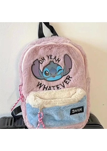 Stitch Peluş Sırt Çantası Pembe Kaliteli Sevimli Karikatür Tasarım, Ayarlanabilir Askı Hafif Günlük Kullanım & Hediye Çanta indirimleri