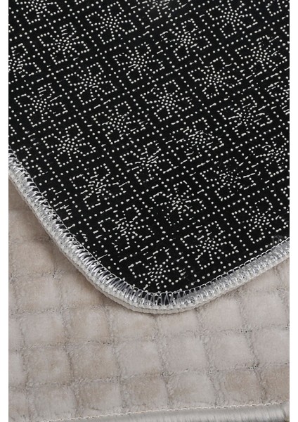 Kare Plus Krem 80 x 150 + 50 x 80 cm Büyük Ebat Banyo Paspası Kaymaz Taban Yıkanabilir Klozet Takımı
