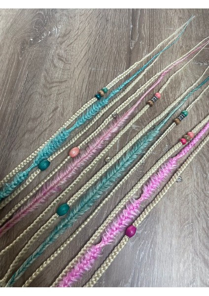12LI Mix Örgülü Çıt Çıt Toka 50CM - Platin & Pembe & Su Yeşili fiyatları