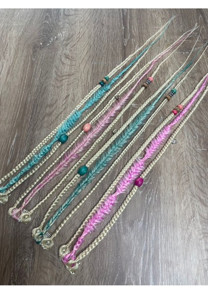 12LI Mix Örgülü Çıt Çıt Toka 50CM - Platin & Pembe & Su Yeşili modelleri