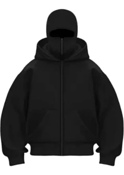 Samuray Zıp Fermuarlı Kapüşonlu Sweatshirt