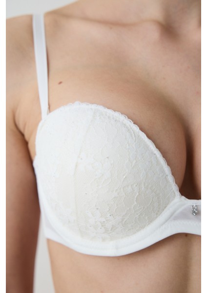 Heart Sequin Lace Kırık Beyaz Sütyen modelleri
